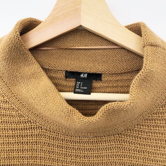 H&M Oversized Mock Neck Poncho Style Sweater Tan - Picture 3 of 11